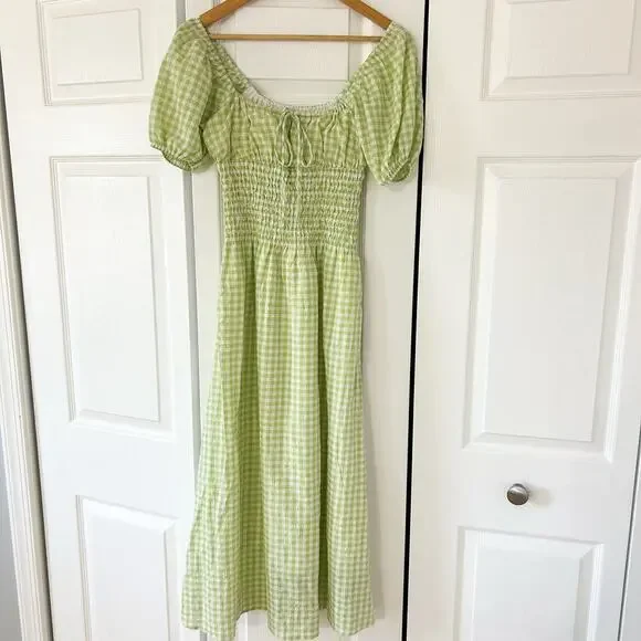 NWOT Princess Polly More Than Butterflies Maxi Dress Green Gingham Size US 2 - Picture 2 of 11